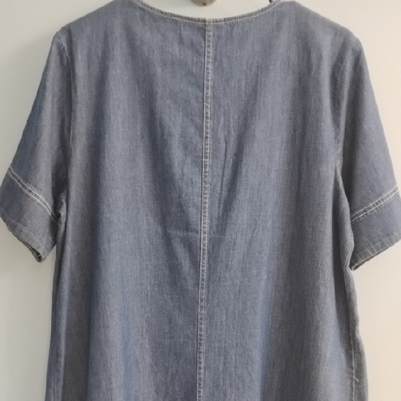 J. Jill Denim Short Sleeve Midi Dress With Pockets Size Medium - Picture 4 of 5
